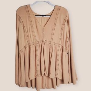 American Eagle Button Front Blush Pink Flared Slee